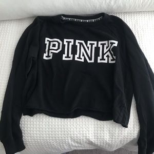 VS Pink cropped black crewneck